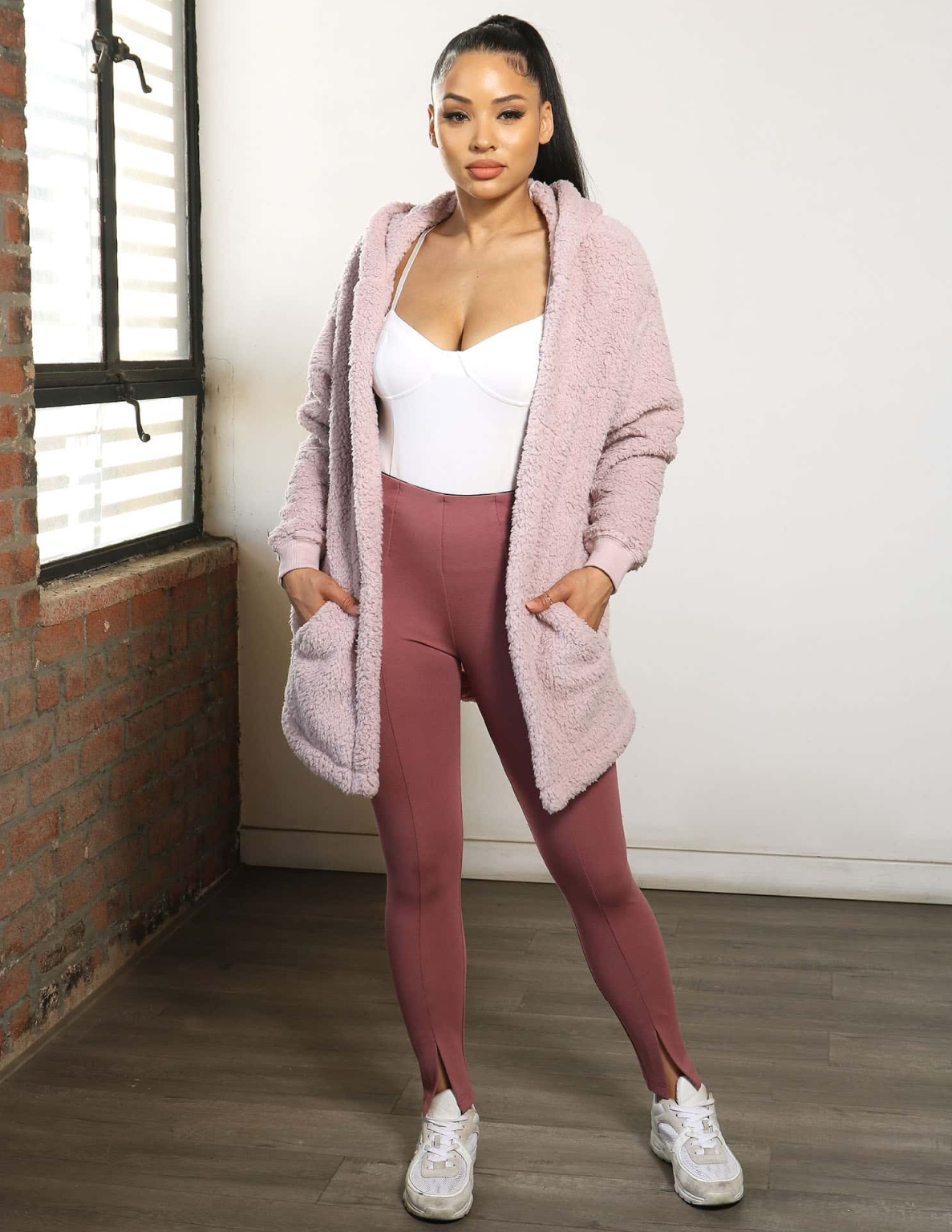 Fuzzy Fleece Teddy 2 Ply Long Hooded Cardigan Duster