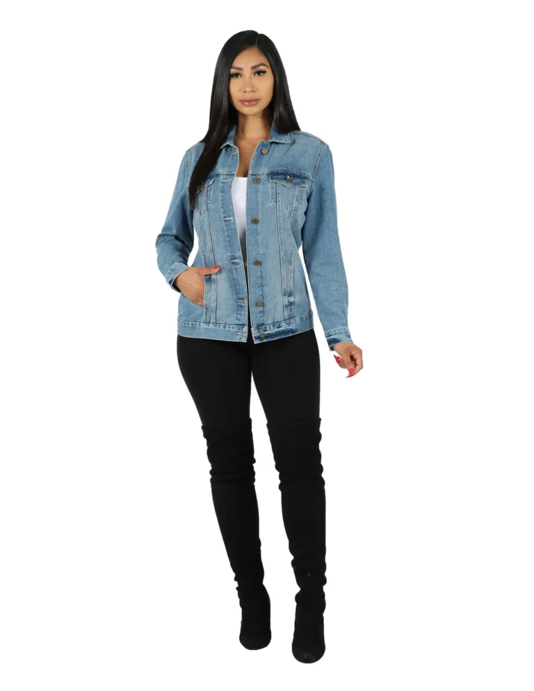 Oversized Solid Denim Jacket MSW