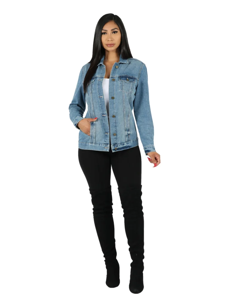 Oversized Solid Denim Jacket MSW